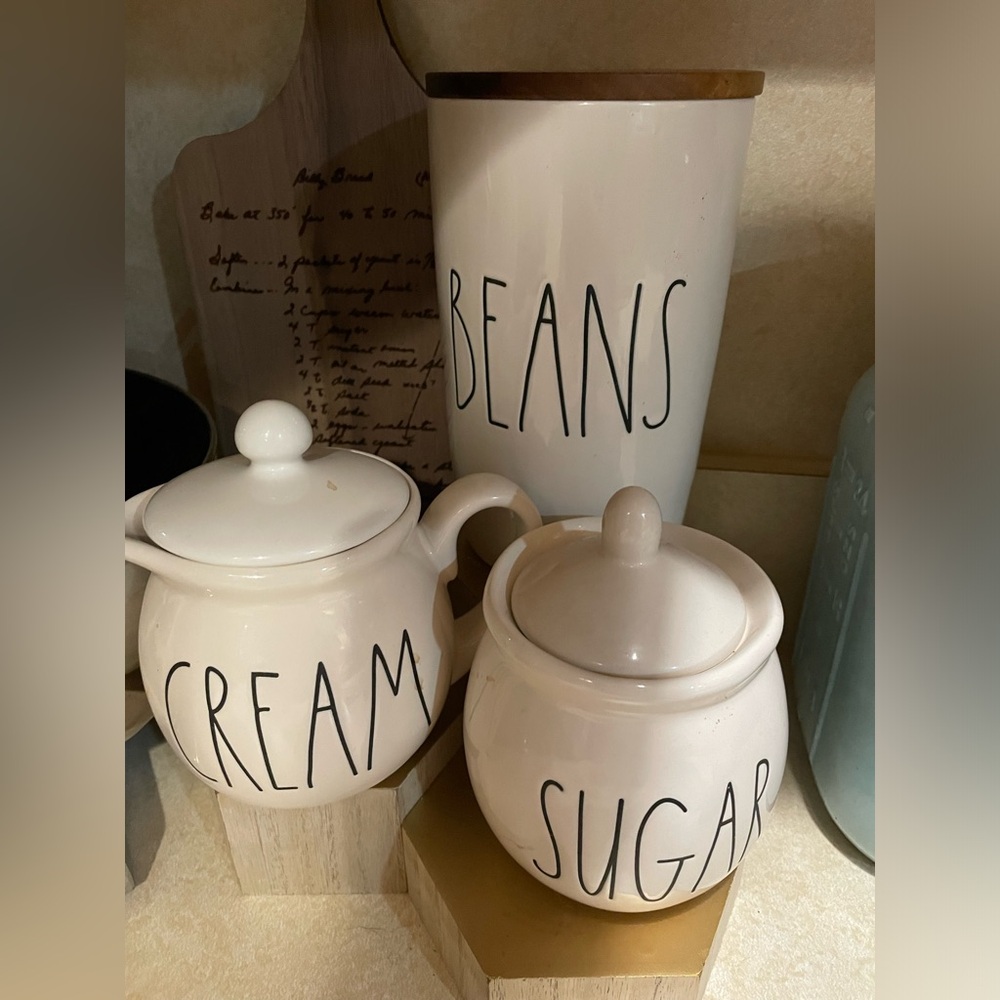 Rae Dunn sugar cream and beans containers